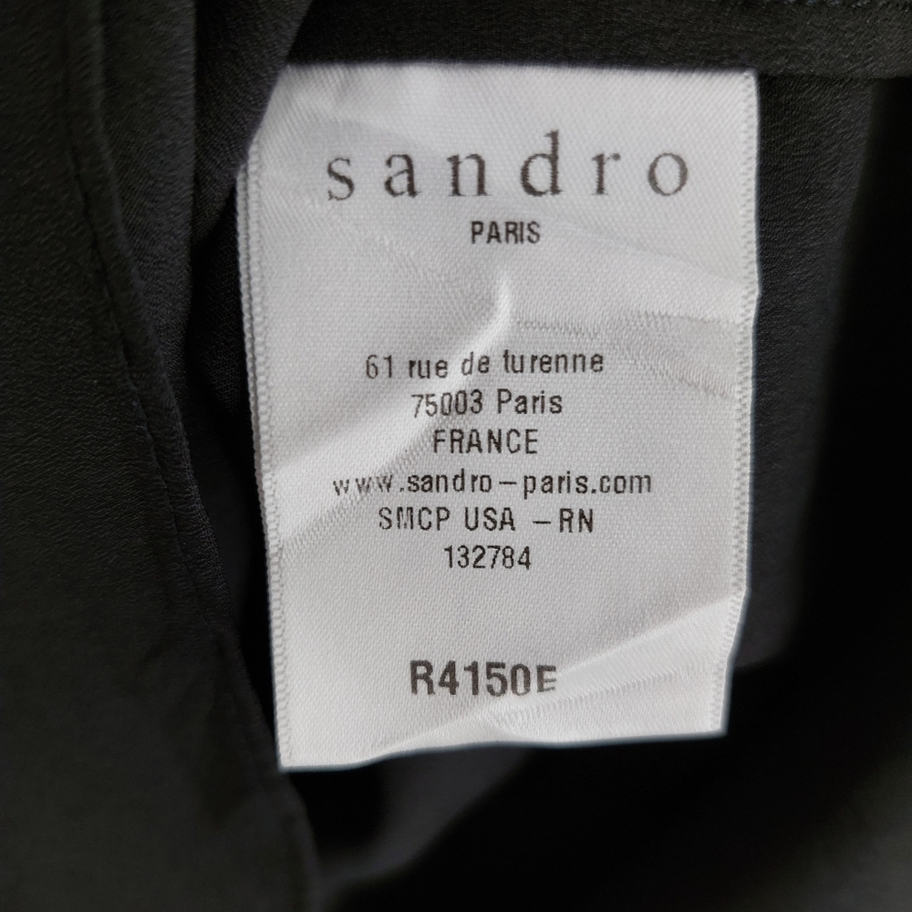 Sandro Black Sheer Sleeveless V-Neck Dress, Sz 2 - Picture 10 of 12